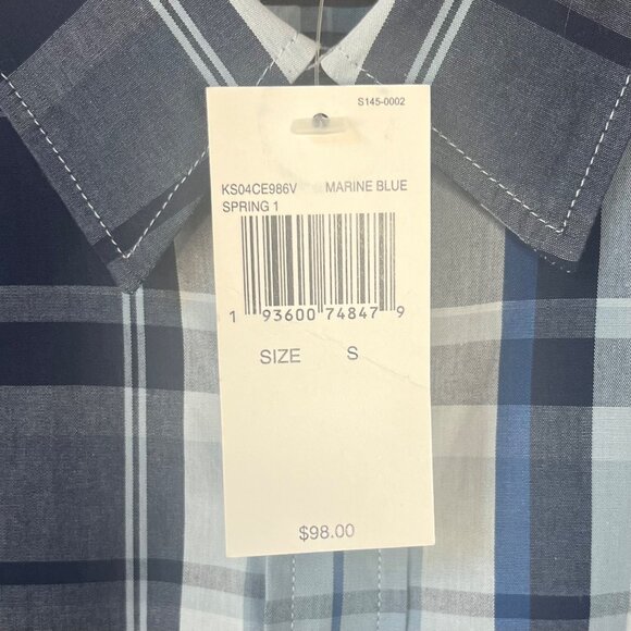 Michael Kors Button Front Shirt Mens Small Blue New Plaid Classic Fit - Picture 11 of 11